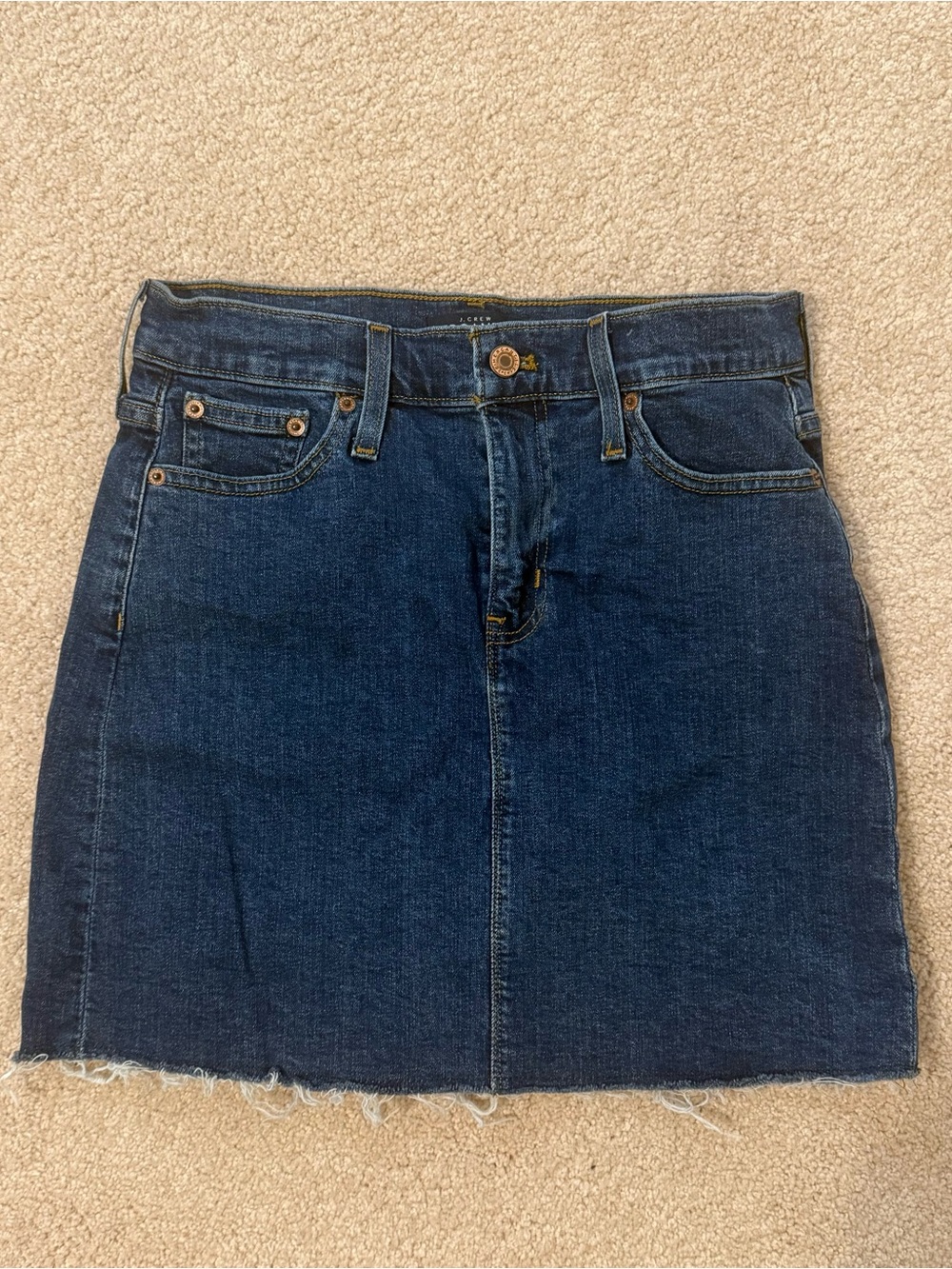 J. Crew Dark Blue Denim Mini Skirt Raw Hem